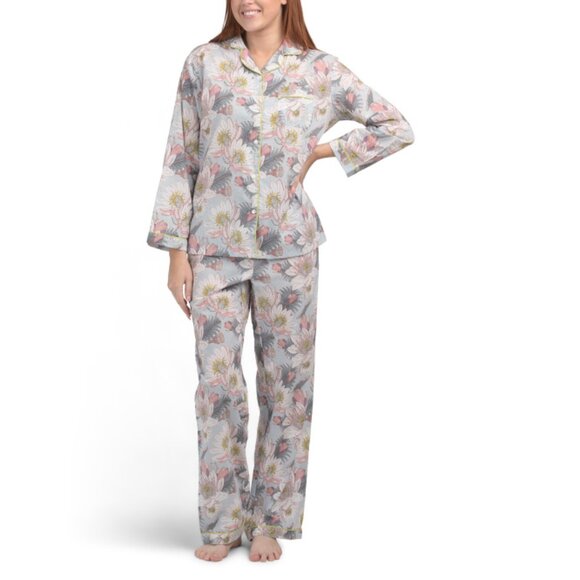 MAHOGANY Blue Gwen Pajama Top And Pants Set - Picture 1 of 2